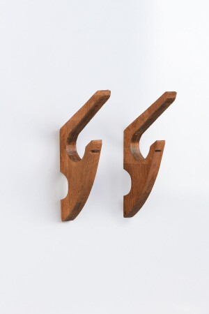 Adhesive Wooden Hanger - Bathroom Hanger - Natural Wood (2 Pieces) - Hagen