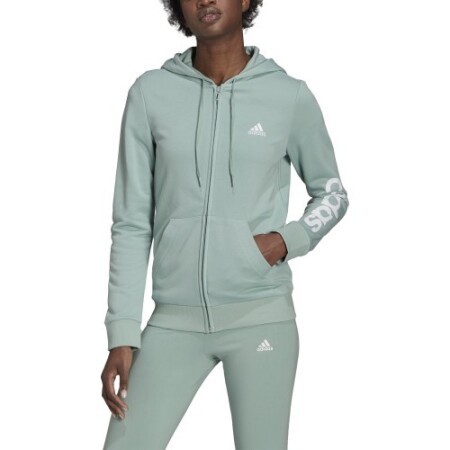 Adidas Women's Sweater W Lin Ft Fz Hd Green GL0795 - Adidas