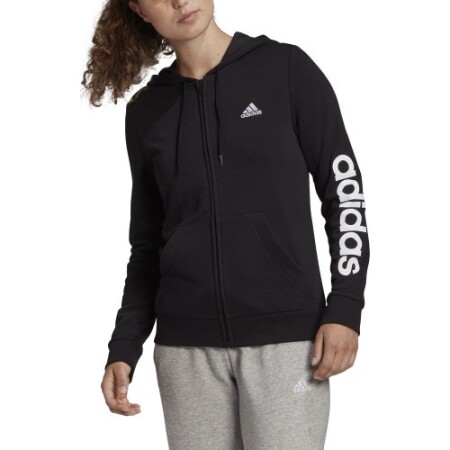 Adidas Women's Sweatshirt W Lin Ft Fz Hoodie Black GL0791 - Adidas