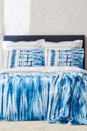 Adra 100% Cotton Double Pique Gift Duvet Cover Set Blue 200. 22. 14. 0169 - Karaca Home