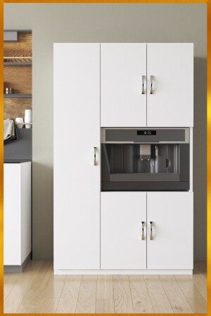 Ae-3030 Duygu 5 Doors White Multi-Purpose Kitchen & Bathroom Cabinet, Pantry DUYGU1230 - Aeka