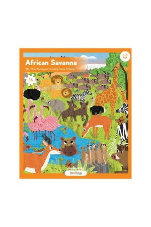 African Savanna - 36 Piece Xxl Giant Puzzle - Observation And Counting Game & Poster - Moritoys