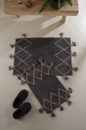 Agnes 100% Cotton Bath Mat Set of 2 Gray 40x60 60x90 - İrya