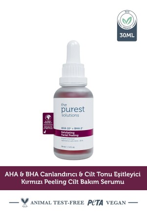 Aha & Bha Revitalizing & Evening Skin Tone Red Exfoliating Skin Serum 30 Ml (aha 10% + Bha 2%) - The Purest Solutions