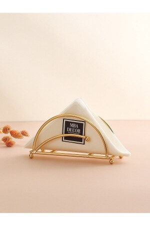 Ahenk Model Gold Stainless Filled Iron Luxury Napkin Holder Presentation Kitchen Decoration Tableware - Mba Decor Metal Bending Art