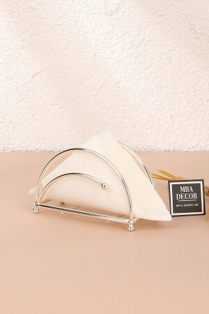 Ahenk Model Silver Stainless Filled Iron Luxury Napkin Holder Presentation Kitchen Decoration Tableware - Mba Decor Metal Bending Art