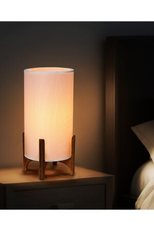 Ahşap Abajur Beyaz Modern Şık Yatak Odası Salon Masa Lambası - Eflightdesign