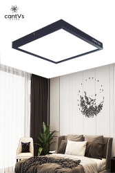 Ahşap Antrasit Çerçeveli Tavan Led 60x60cm Panel Aydınlatma Avize Salon Yatak Odası 6500k Beyaz cantvsantrasit - cantVs