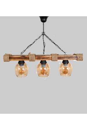 Ahşap Avize 1- 2 - 3 Rustik Halatlı Tasarım MT101 - MTSANAL