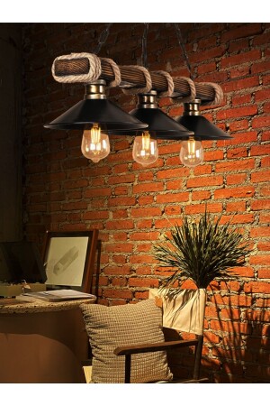 Ahşap Avize Eskitme 3 Lü Metal Sıvama Ev Salon Oturma Odası Yemek Odası Ofis Cafe Bar Restaurant STN1019 - NOONLUX DESIGN&LIGHTING