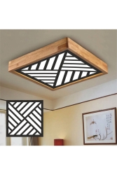 Ahşap Çerçeve Tavan Led Aydınlatma Avize 60*60 Cm Siyah Desen Beyaz Işık6500k siyah desen - Dekor olsun
