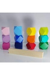 Ahşap Denge Blokları Montessori Waldorf Eğitimi 12 Li Set Renkli 12 - Genel Markalar