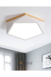 Ahşap Detay Görünümlü Metal Geometrik Model Tavan Led Avize 2720 - ARTELUZ