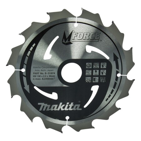 Ahşap kesme diski MAKITA 190x2.0x30mm 12T 15° - Makita Accessories