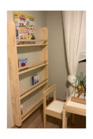 Ahşap Montessori Kitaplık Çocuk Odası Eğitici Kitaplık 02827 - SALİHA