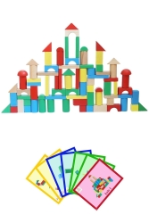 Ahşap Renkli Bloklar ve Şekil Kartları (80 Blok, 25 Şekil Kartı) cct5030 - COCOTA TOYS
