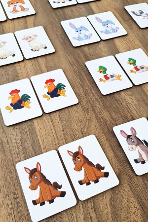 Ahşap Sevimli Çiftlik Hayvanları Zeka Kartları Eşleştirme Oyunu Okul Öncesi Eğitim Materyali - Metafortoys
