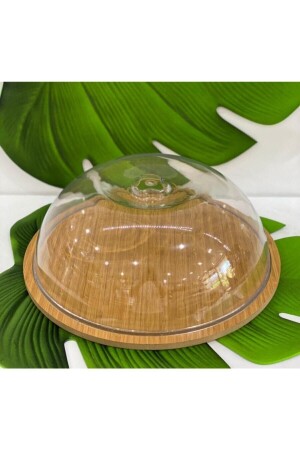 Ahşap Stand Akrilik Kap Büyük Kek Fanus (stand 31.5-kap 30cm) - Hibanayolu