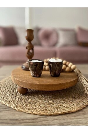 Ahşap Sunumluk Ayaklı Sunumluk Ahşap Ceviz Renk - Rabo Craft
