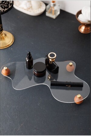 Ahşap Top Ayaklı Gold Düğmeli Şeffaf Organizer Düzenleyici Stant Pinterest - Hayveys