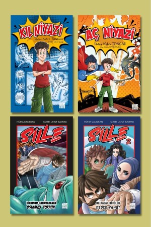 Familien-Comics-Set mit 4 Stück / SİLLE-SİLLE-2-KIL NİYAZİ-AC NİYAZİ / Hatice Kübra Tongar - Hüma Çalışkan - Aile Yayınları
