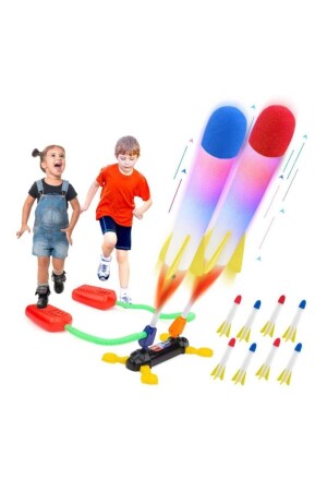 Air Rocket Duello Toy Set with 2 Lighted Rockets and 2 Non-Lighted Spare Rockets - Kayyum Oyuncak