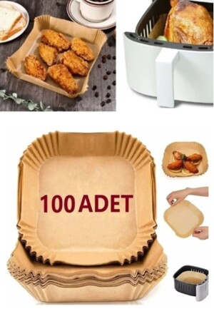 Airfryer-Backpapier, 100 Stück, quadratisches Modell, Backpapier für Airfryer, ölfreie Fritteuse - İndirimkap
