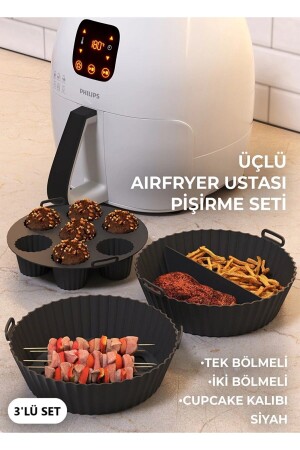 Airfryer Master Cooking Set 3-Piece Silicone Baking Dish Mold Paper HYD-8767715-963432 - Hyd 