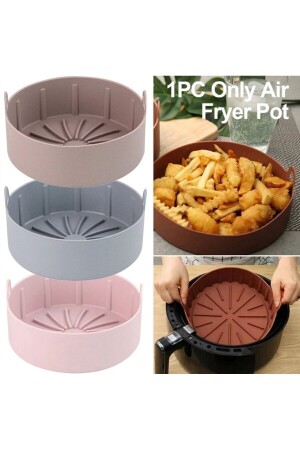 Airfryer Silicone Cooking Container, Airfryer Accessory, Airfryer Air Fryer Container, Sgs Health Certified airfyer-ellips-grey - MaxiPro