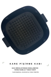 Airfryer Yükseltilmiş Hava Akışlı Taban Silikon Kare Pişirme Kalıbı AFR009 - harım