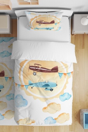 Airplanes Patterned Single Baby Kids Bedding Set evnev00036 - Evpanya
