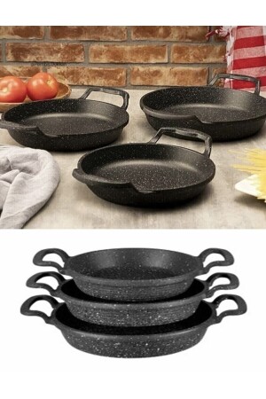 Ajda Set of 3 Cast Black Granite Pan 22cm-20cm-18cm TYC00847518325 - Esse