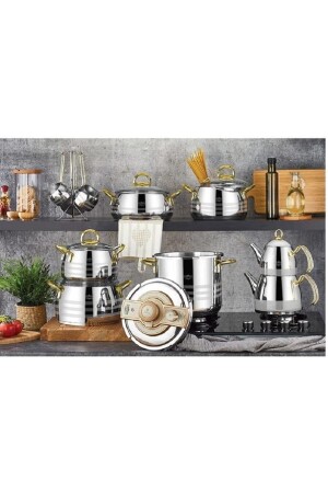 Akasya Gold 18 Piece Steel Pot Dowry Set ACRAKSYTNCST - ACAR