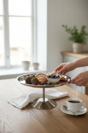 Akayev Aurea 21cm Steel Serving Plate with Stand - Akayev