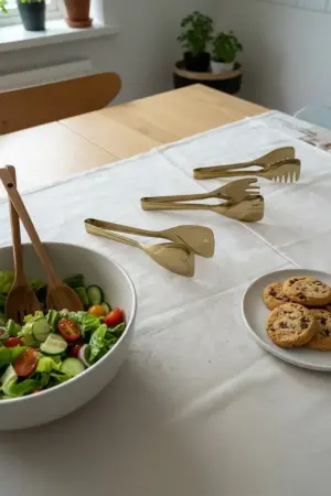 Akayev Aurea 3lü Altın Kaplama Çelik Pasta Salata Makarna Maşa Takımı - Akayev