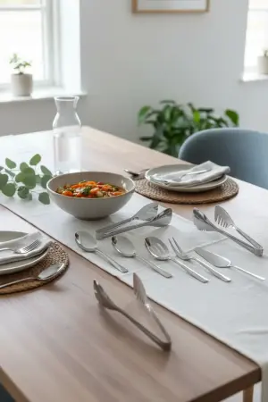 Akayev Aurea 8-Piece Steel Tongs and Sauce Ladle Serving Set - Akayev