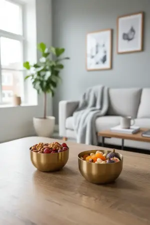 Akayev Aurea Gold Long 2-Piece Stainless Steel Snack Bowl Set, 9 cm - Akayev