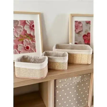 Akayev Beige Wicker 3-Piece Basket - Akayev