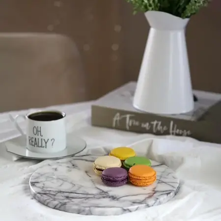 Akayev Marble 25 cm Lilac Round Serving Plate - Akayev