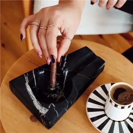 Akayev Marble Black Cigar Ashtray - Akayev