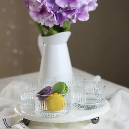 Akayev Marble White 25 cm Smoked Bead Foot Elysia Set of 4 Jam and Serving Dishes - Akayev