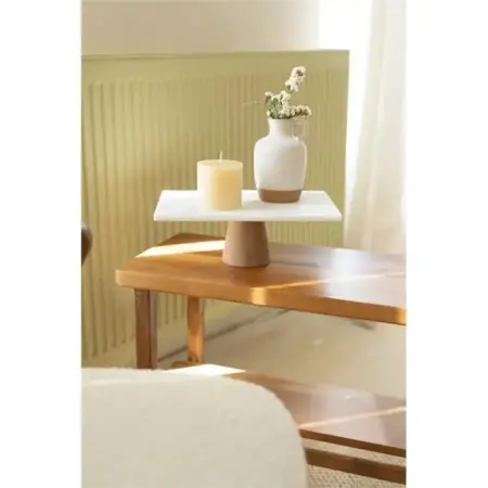 Akayev Marble White 30x20 Cm Serving Tray with Wooden Conical Legs - Akayev