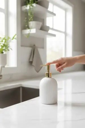 Akayev Marble White Gold Bathroom and Kitchen Liquid Soap Dispenser - Akayev
