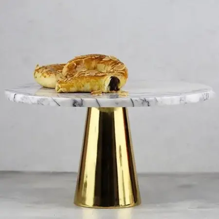Akayev Mermer 30 Cm Altın Konik Ayak Leylak Sunumluk - Akayev