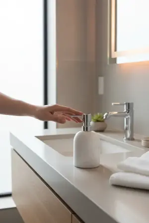 Akayev Mermer Beyaz Gümüş Banyo, Mutfak Sıvı Sabunluk - Akayev