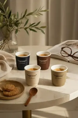 Akayev Mono Porselen 4lü Espresso Bardağı 90 cc - Akayev