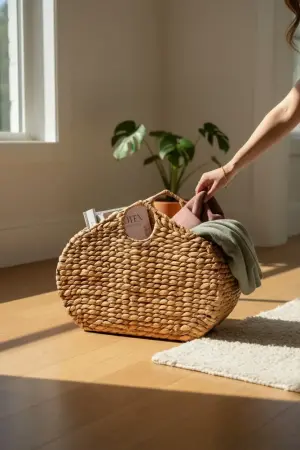 Akayev Nature Hasır Oval Gazetelik Organizer 50x18x36 Cm - Akayev