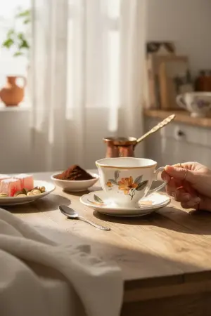 Akayev Ofelya 2-Piece Porcelain Coffee Cup Set, Orange - Akayev