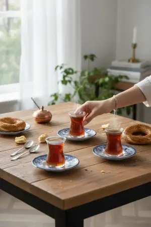 Akayev Porselen Vintage Blue 6 Parça Çay Tabağı - Akayev