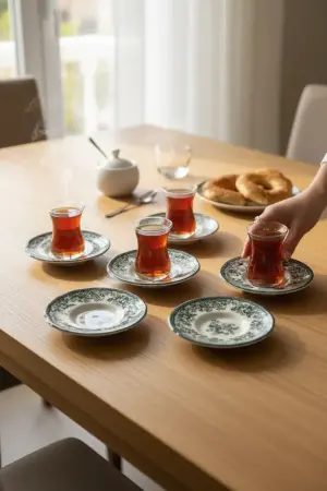Akayev Porselen Vintage Green 6 Parça Çay Tabağı - Akayev